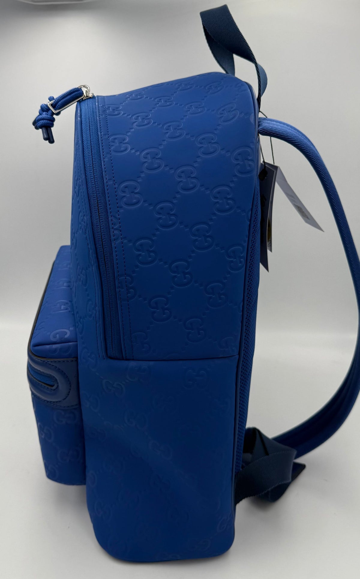 Gucci GUCCI GG Leather Blue  Backpack (Pre-Owned)