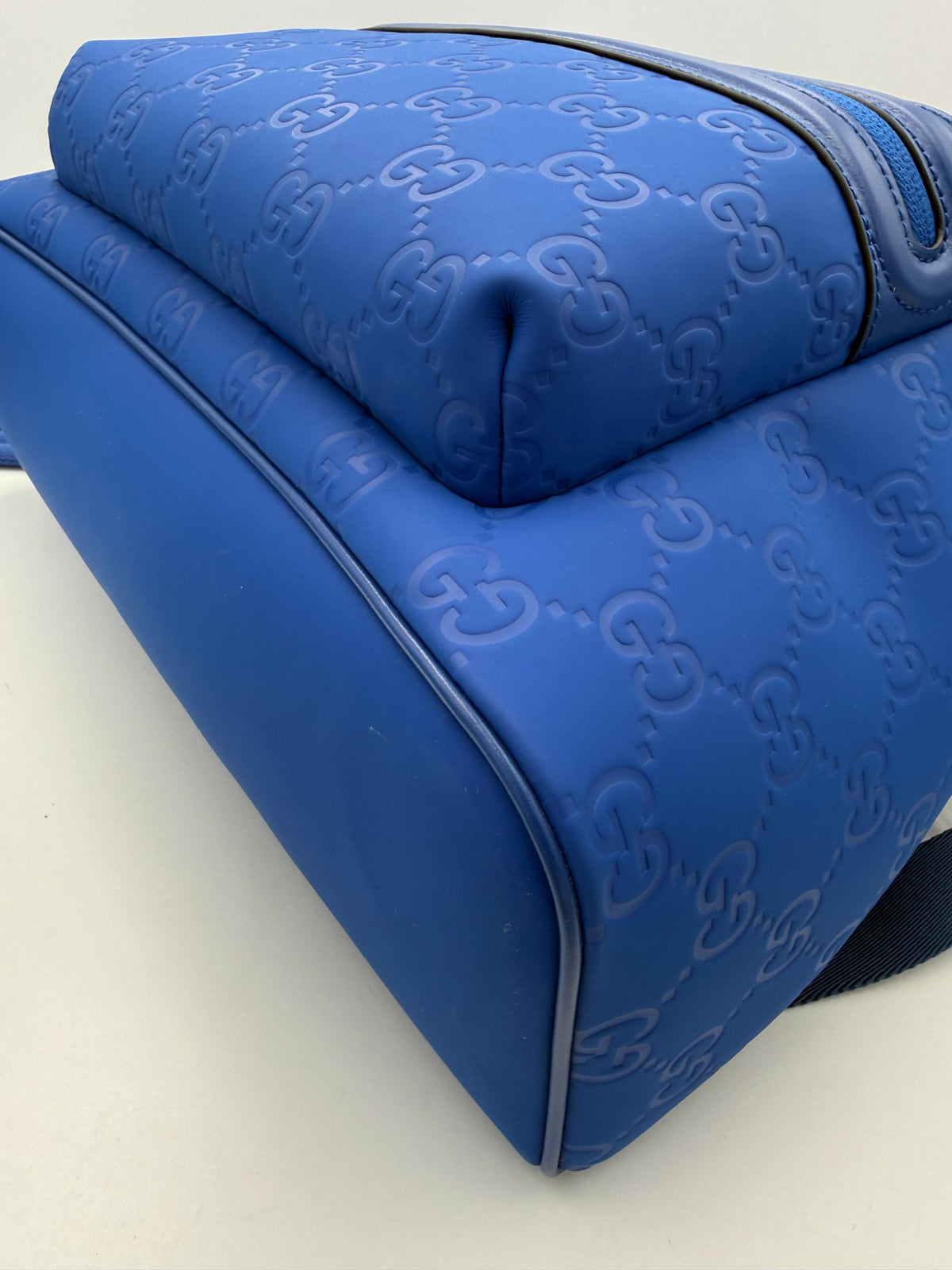 Gucci GUCCI GG Leather Blue  Backpack (Pre-Owned)
