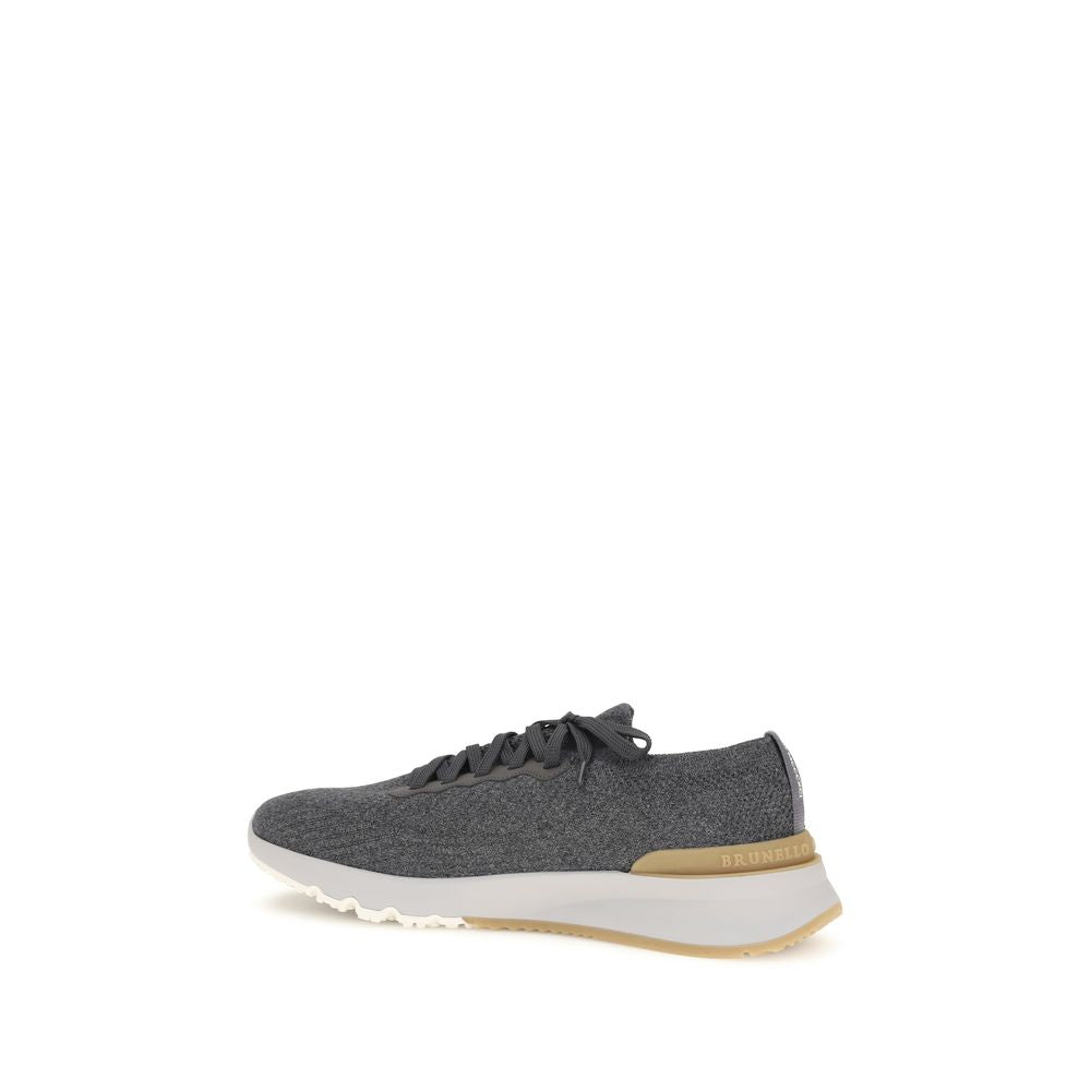 Brunello Cucinelli Blue Cotton Low Top Men's Sneakers