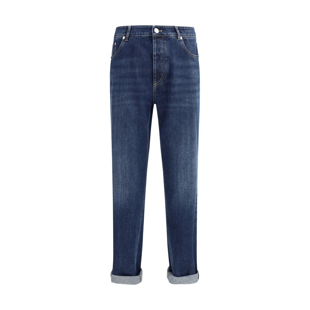 Brunello Cucinelli Blue Cotton Straight-Leg Men's Jeans