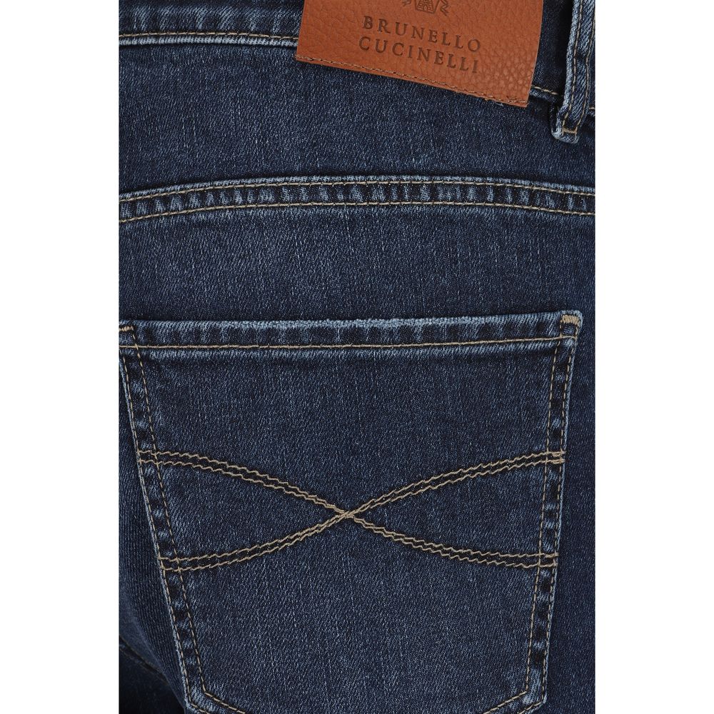 Brunello Cucinelli Blue Cotton Straight-Leg Men's Jeans