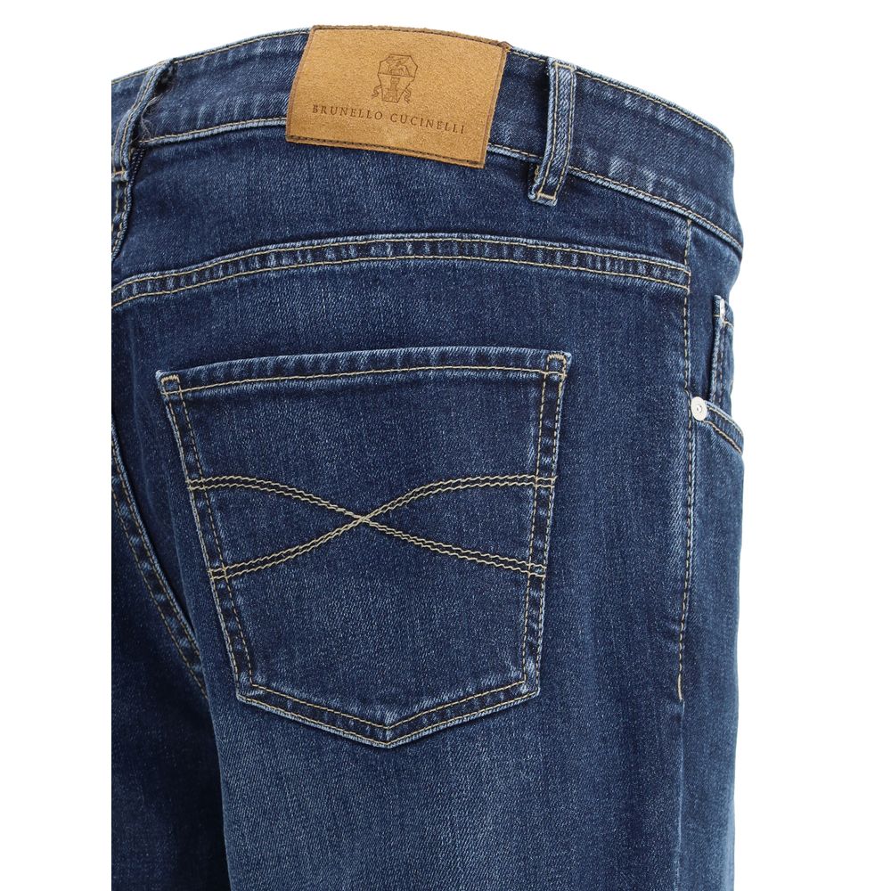 Brunello Cucinelli Blue Cotton Straight-Leg Men's Jeans