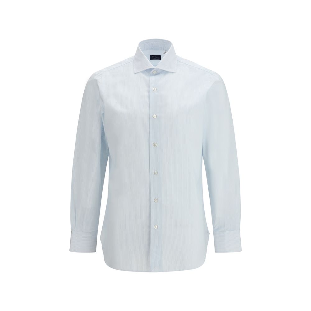 Finamore Blue Cotton Pattern Men's Shirt