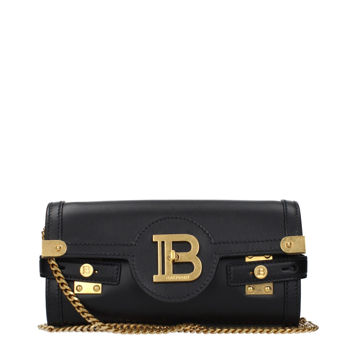Balmain Black Leather Clutch Women's Bag