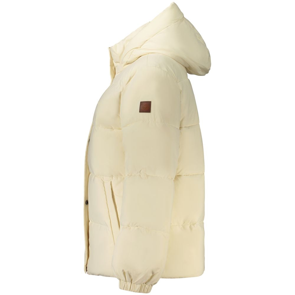 Guess Jeans Cream Polyester Women's Women's Jacket