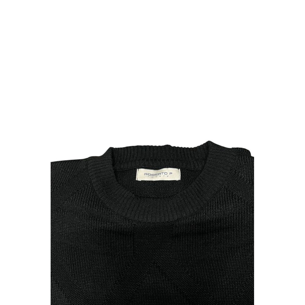 Roberto Pepe Luxury Black Wool Men Men's Sweater