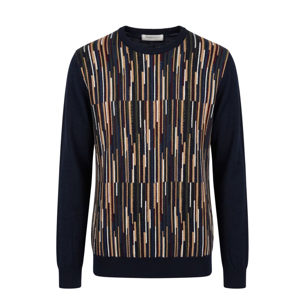 Roberto Pepe Luxury Blue Wool Men's Men's Sweater