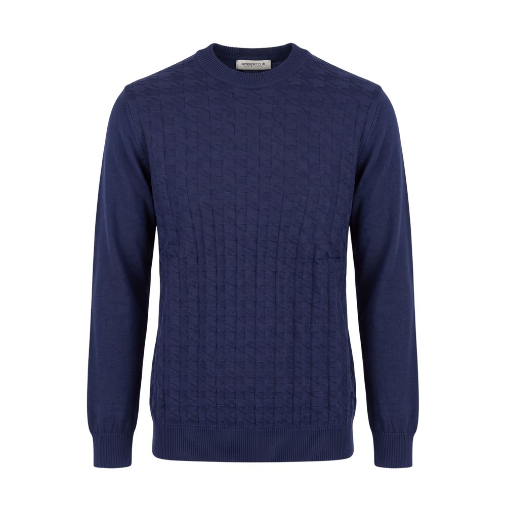 Roberto Pepe Luxury Blue Wool Men Men's Sweater