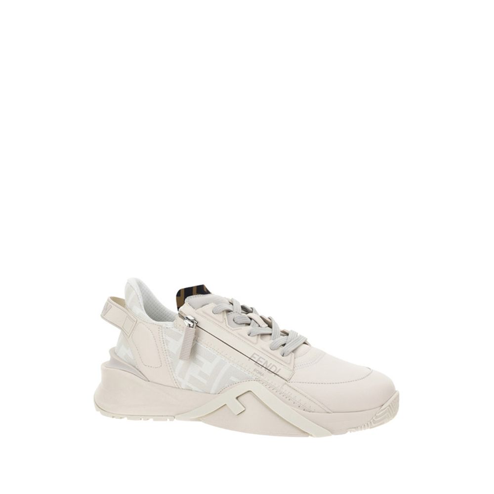 Fendi Beige Calf Leather Bos Taurus Athletic Men's Sneakers