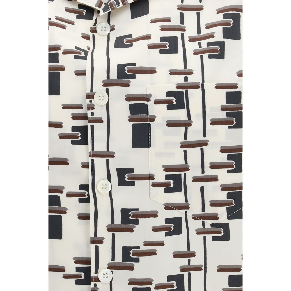Prada Beige Cotton Pattern Men's Shirt
