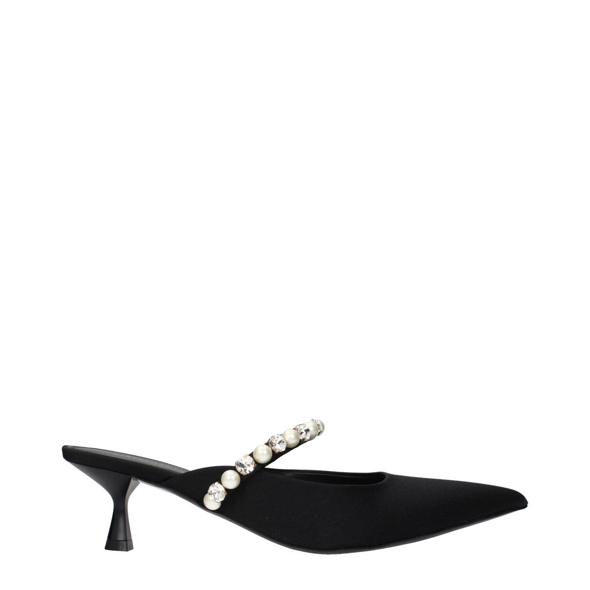 Stella McCartney Black Satin Stiletto Heel Women's Sandals