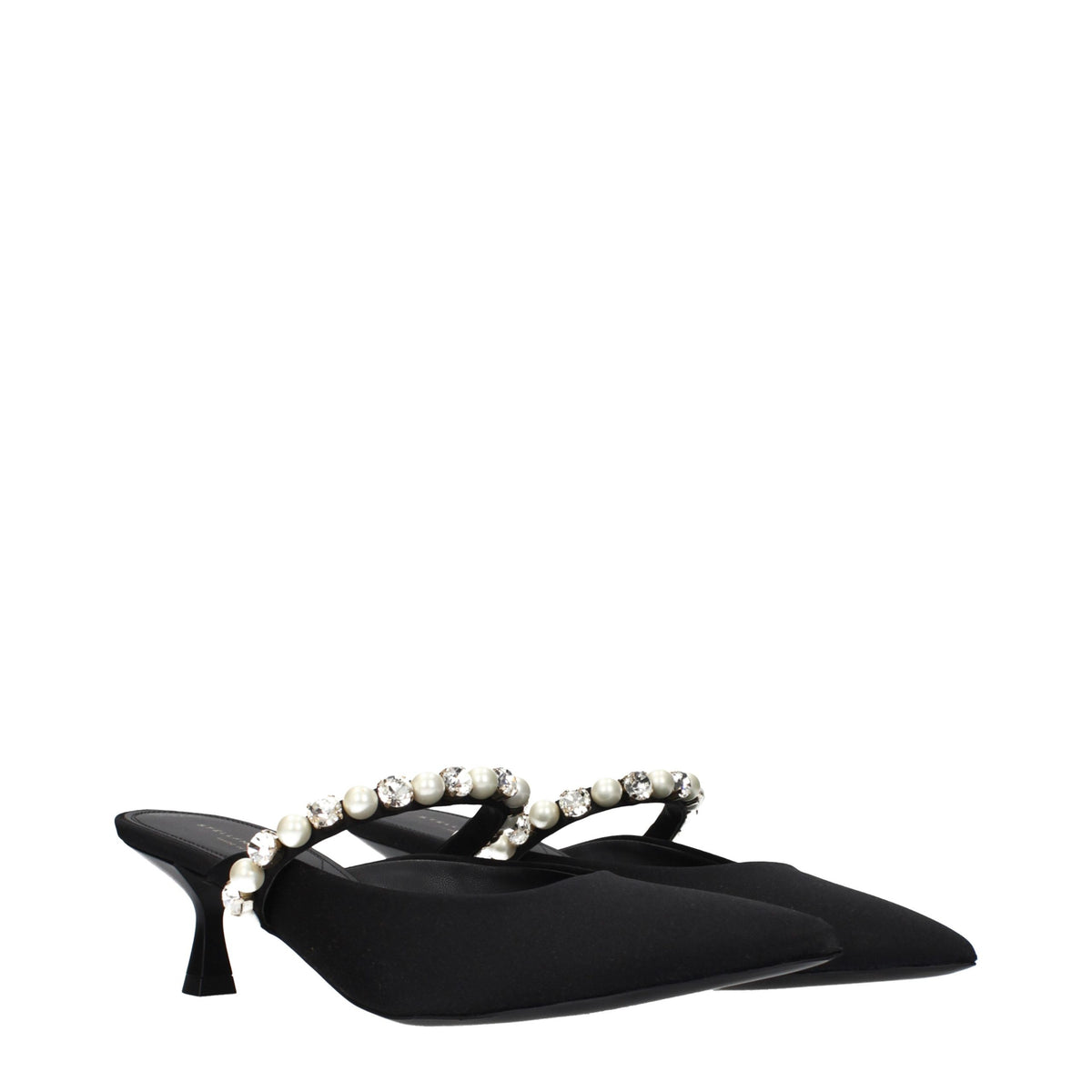 Stella McCartney Black Satin Stiletto Heel Women's Sandals