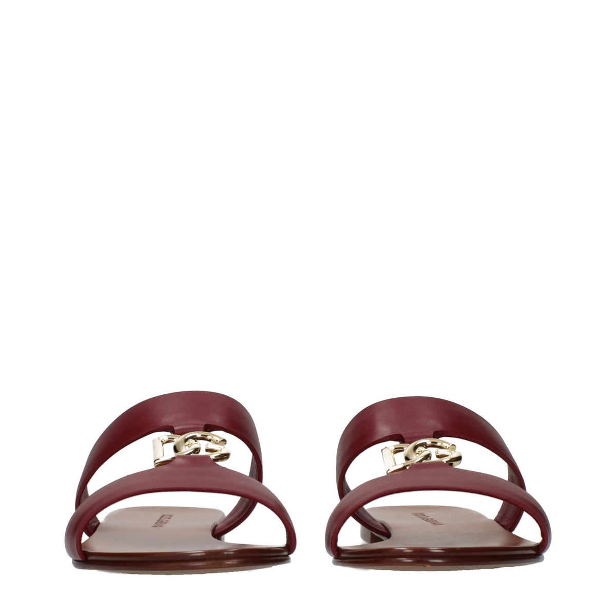 Dolce & Gabbana Red Leather Women's Slippers