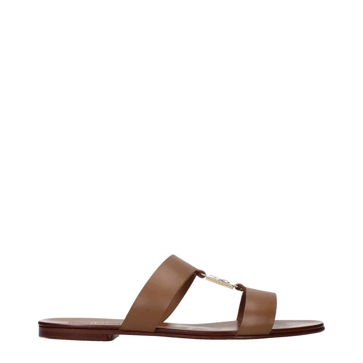 Dolce & Gabbana Brown Leather Women's Slippers