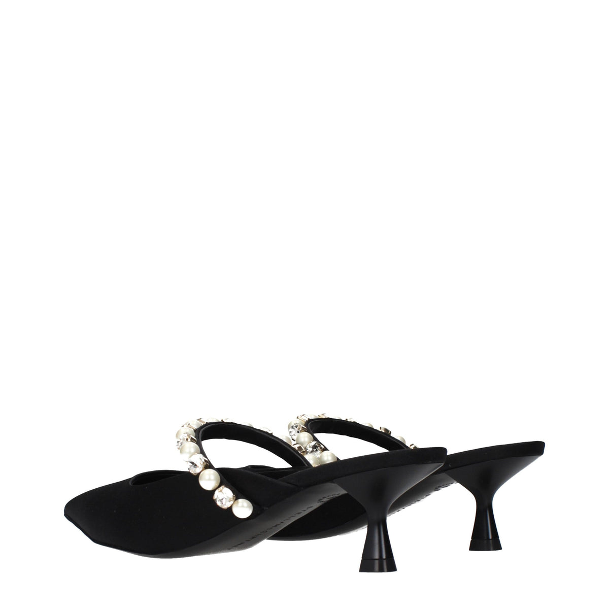 Stella McCartney Black Satin Stiletto Heel Women's Sandals