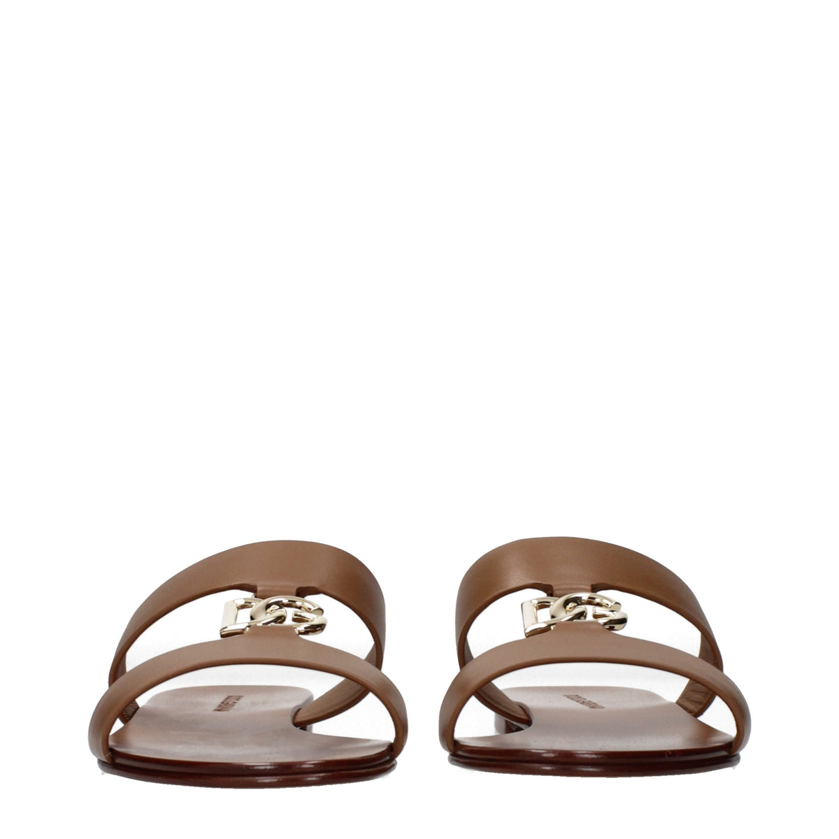 Dolce & Gabbana Brown Leather Women's Slippers