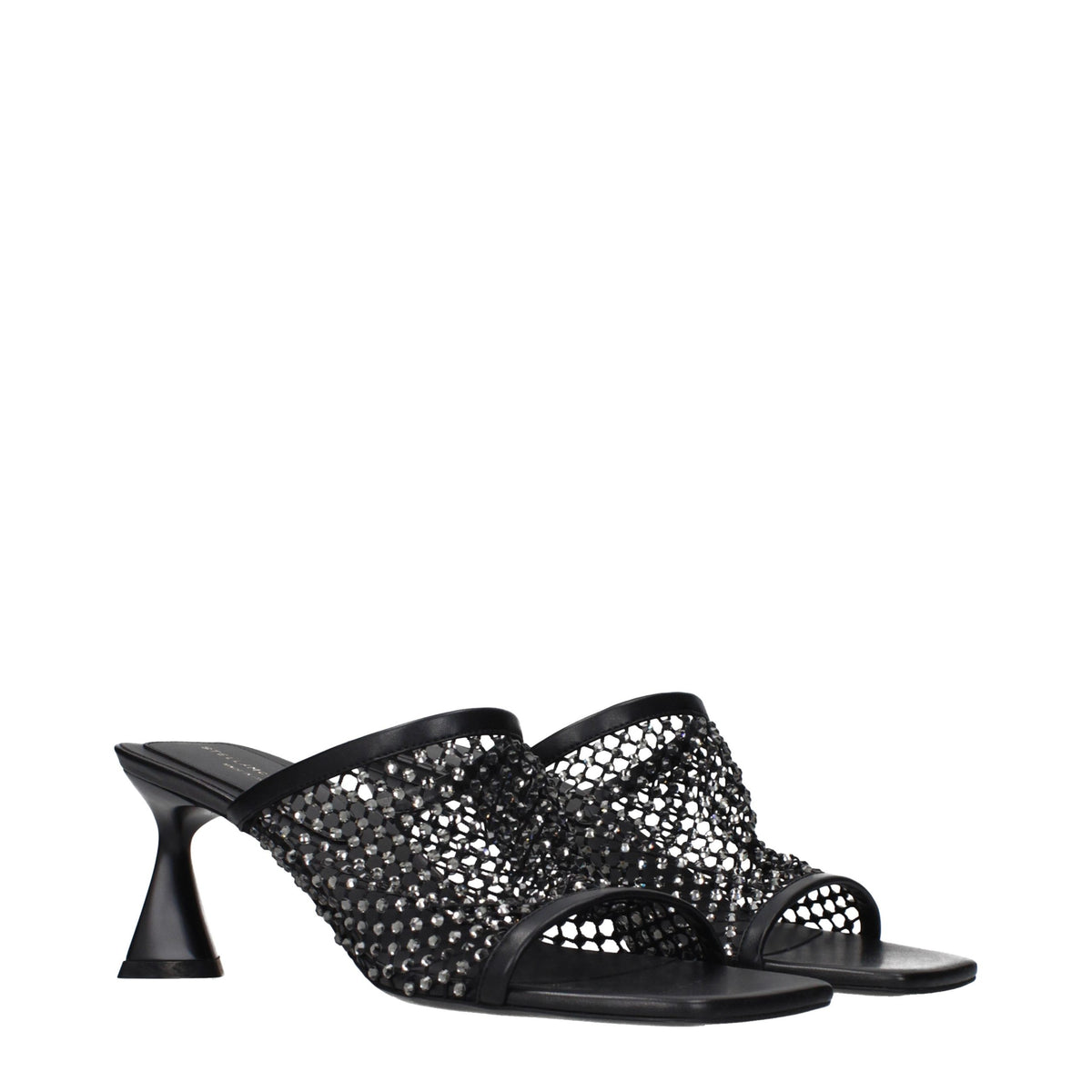 Stella McCartney Black Leather Stiletto Heel Women's Sandals