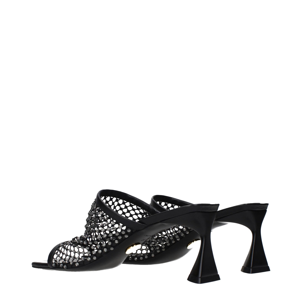 Stella McCartney Black Leather Stiletto Heel Women's Sandals