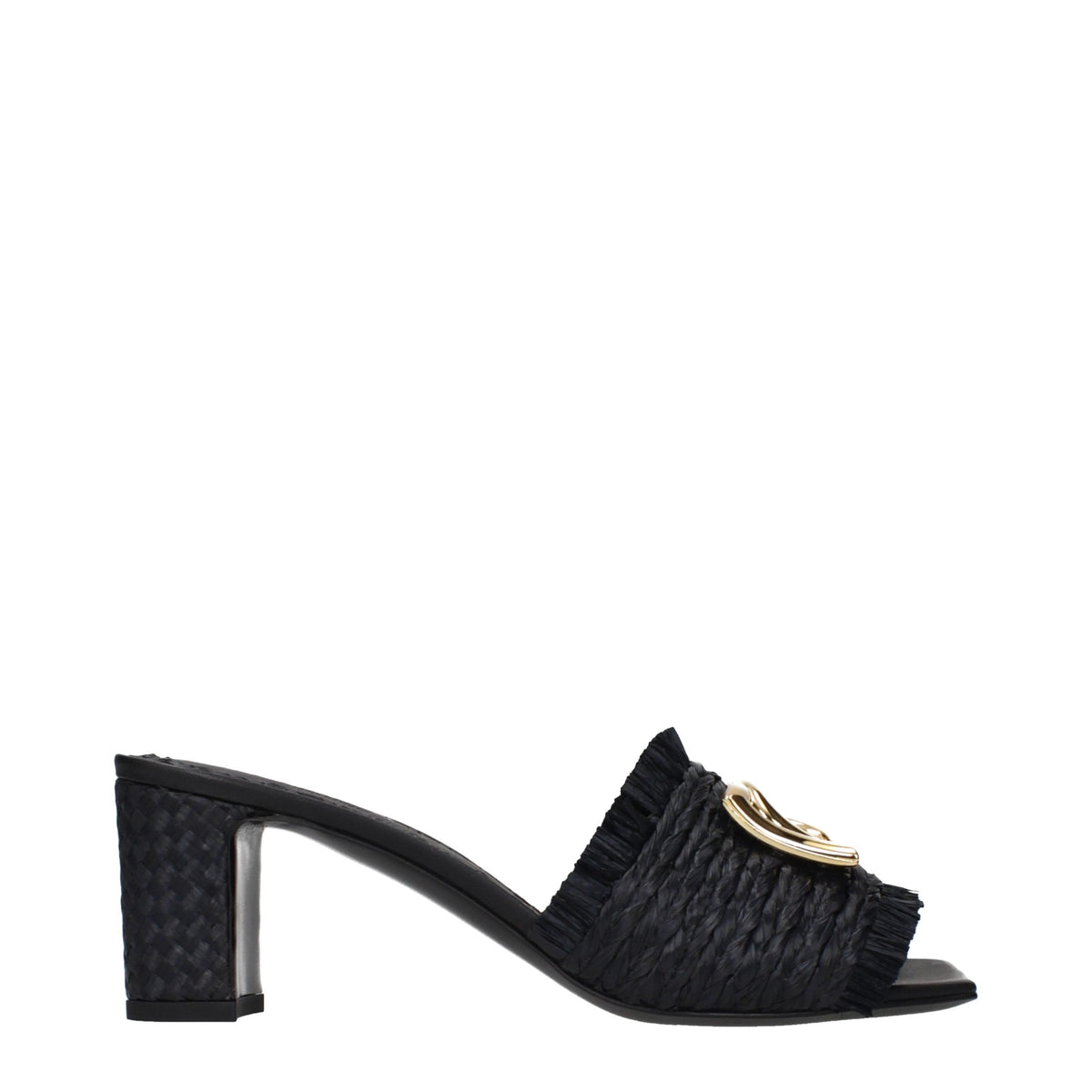 Dolce & Gabbana Black Raffia Platform Women's Sandals
