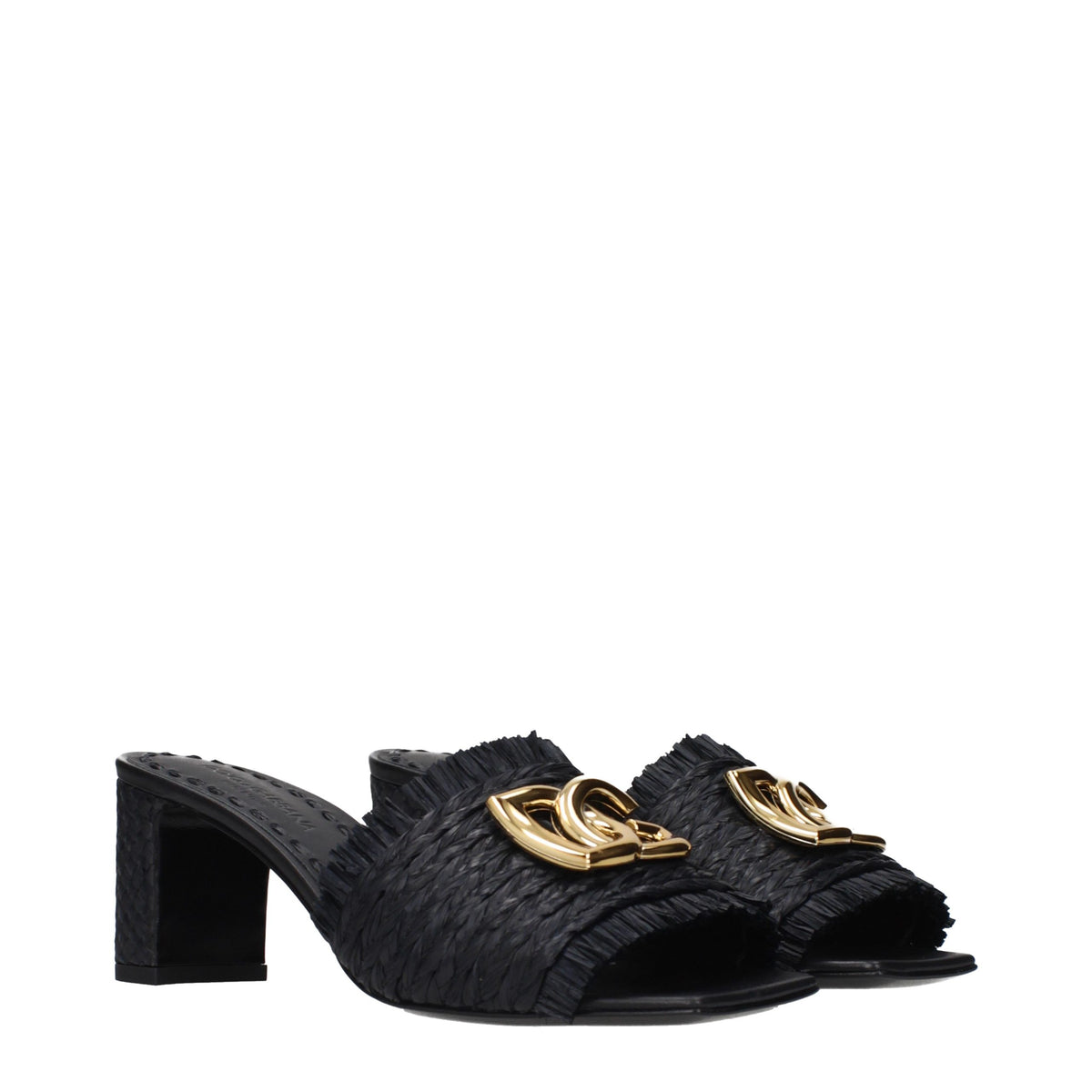 Dolce & Gabbana Black Raffia Platform Women's Sandals