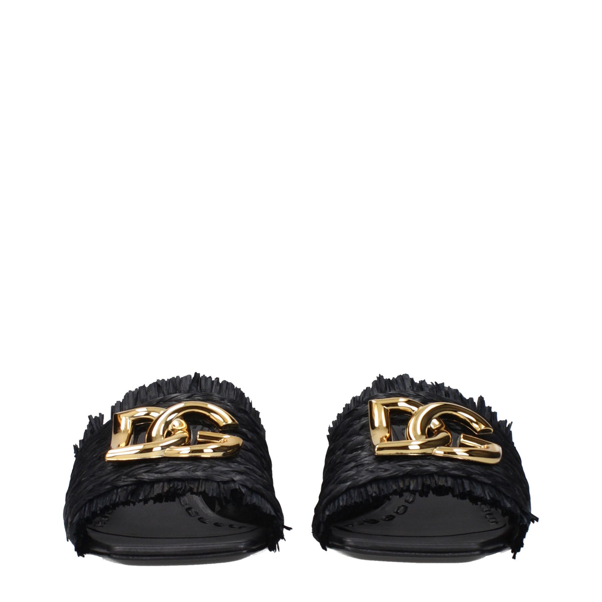 Dolce & Gabbana Black Raffia Platform Women's Sandals