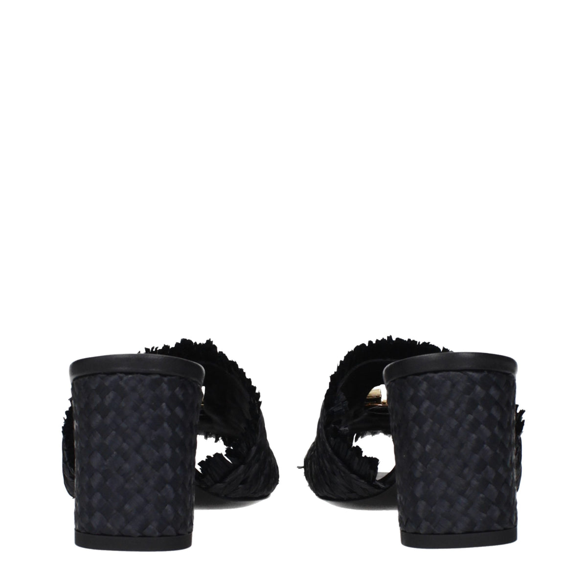 Dolce & Gabbana Black Raffia Platform Women's Sandals