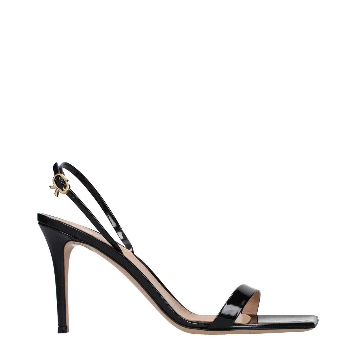 Gianvito Rossi Black Leather Stiletto Heel Women's Sandals