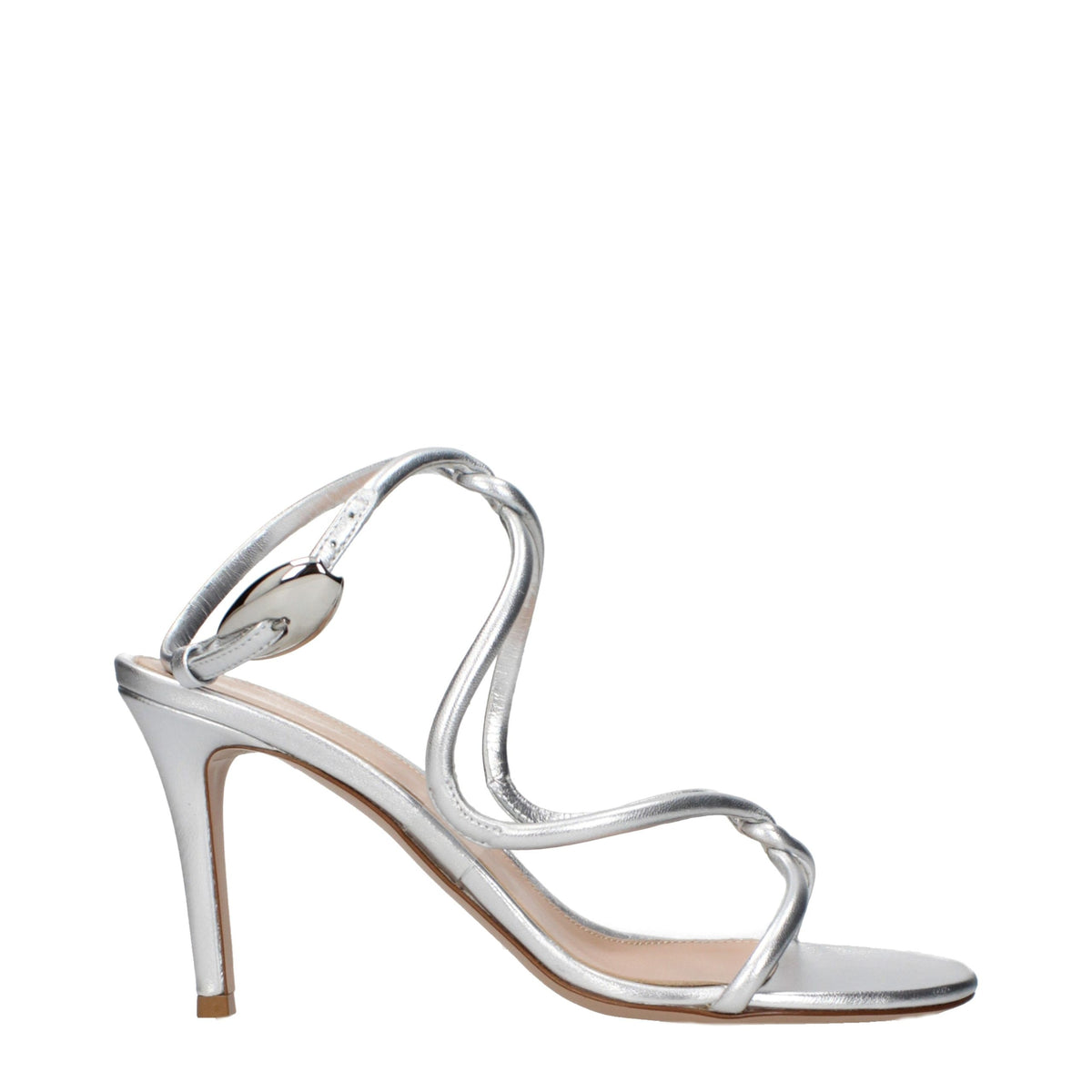 Gianvito Rossi Gray Leather Stiletto Heel Women's Sandals