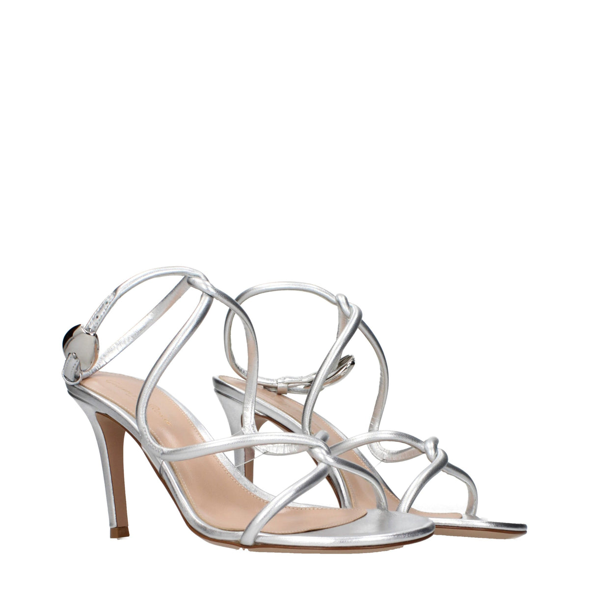 Gianvito Rossi Gray Leather Stiletto Heel Women's Sandals