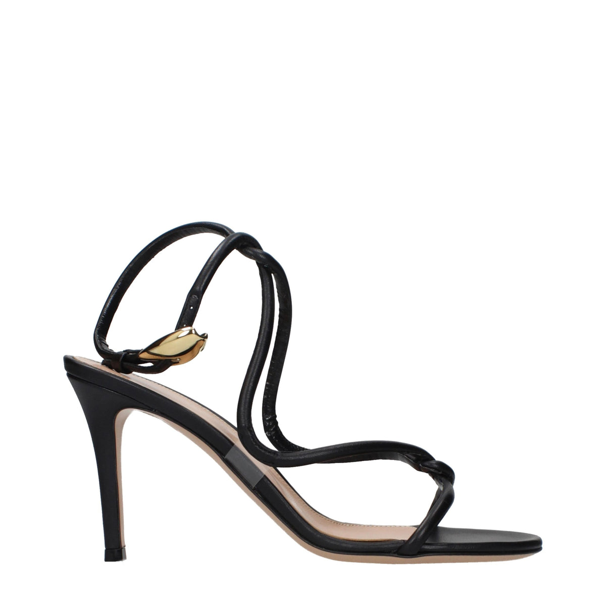 Gianvito Rossi Black Leather Stiletto Heel Women's Sandals
