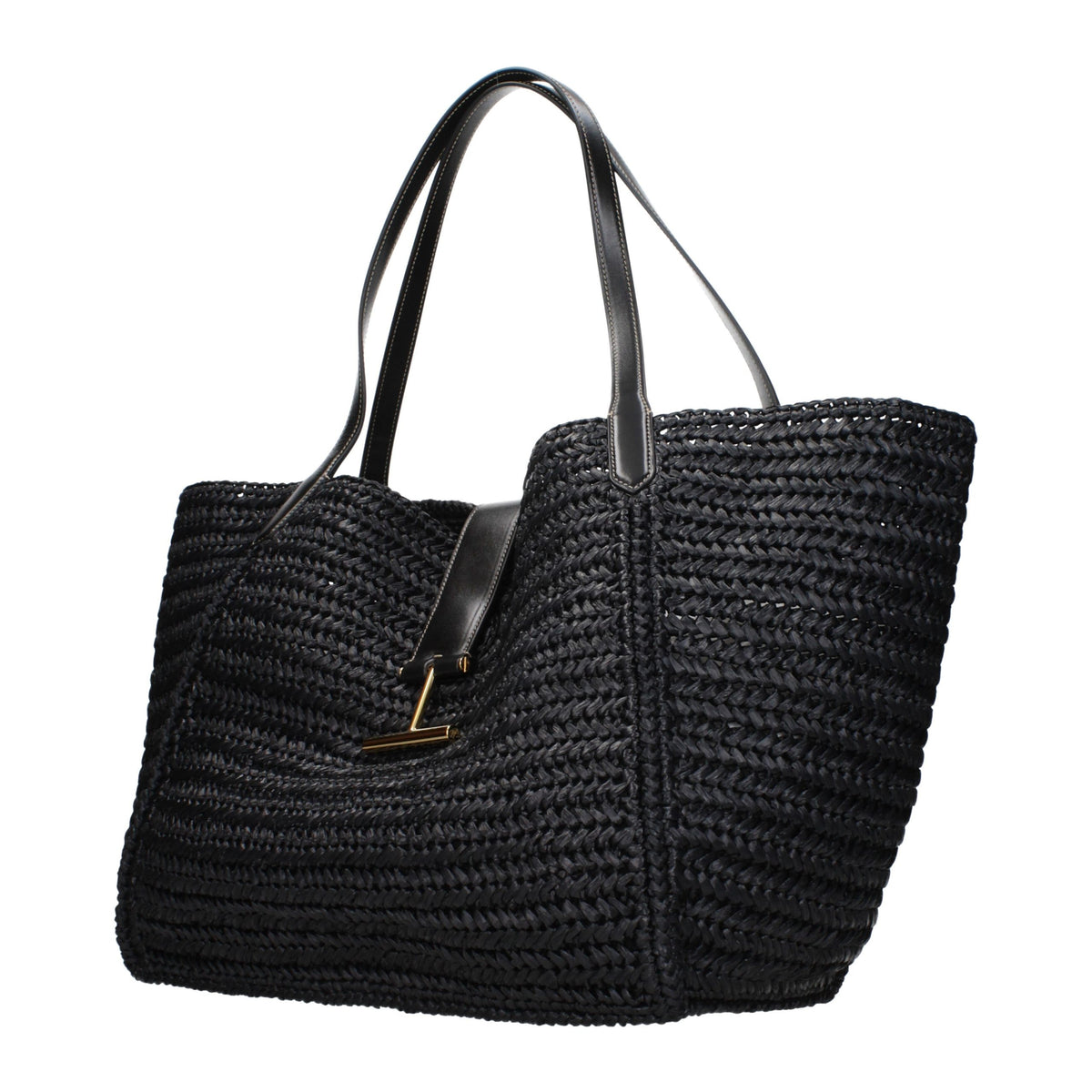 Tom Ford Black Raffia Shoulder Women's Bag