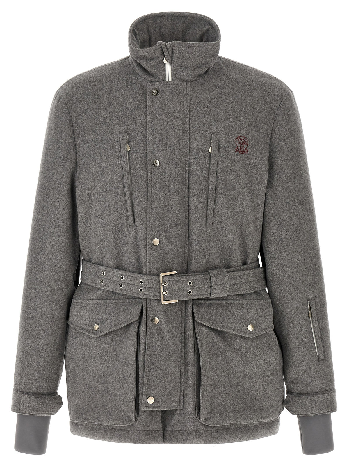 Brunello Cucinelli Gray Wool Full-Length Men's Jacket