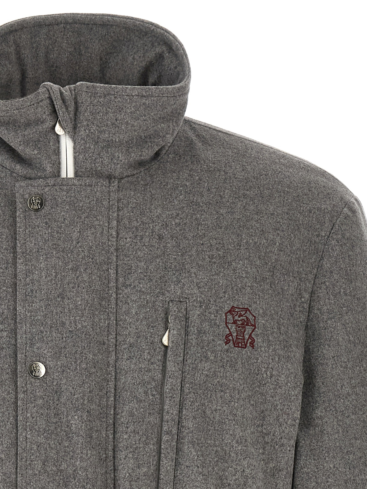 Brunello Cucinelli Gray Wool Full-Length Men's Jacket