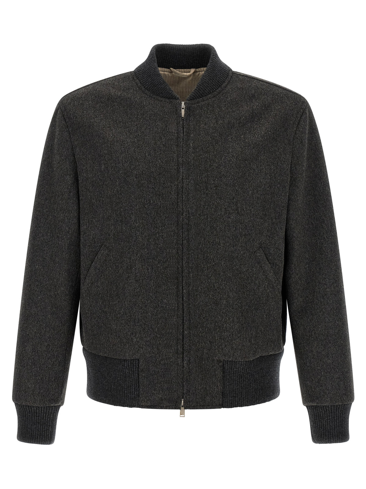Lardini Gray Virgin Wool Men's Bomber