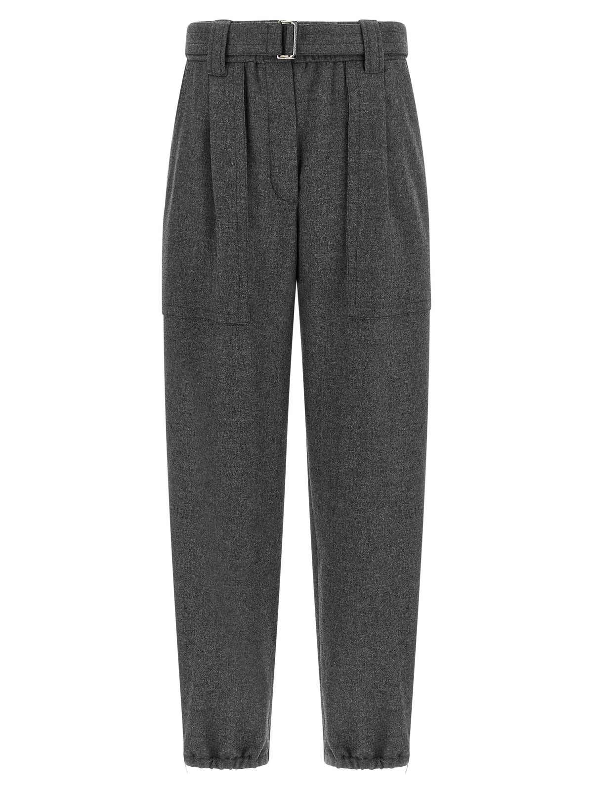 Brunello Cucinelli Gray Virgin Wool Cargo Women's Pants