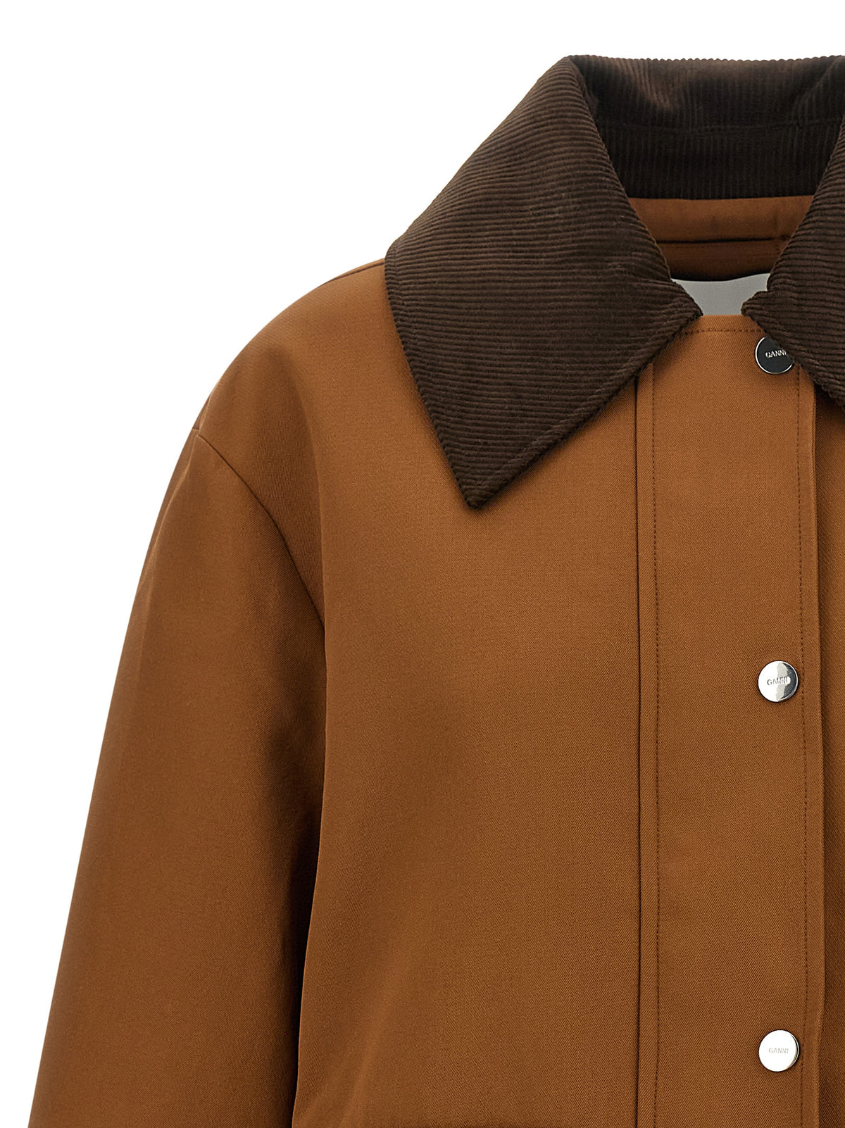Ganni Brown Recycled Polyester Full-Length Women's Jacket