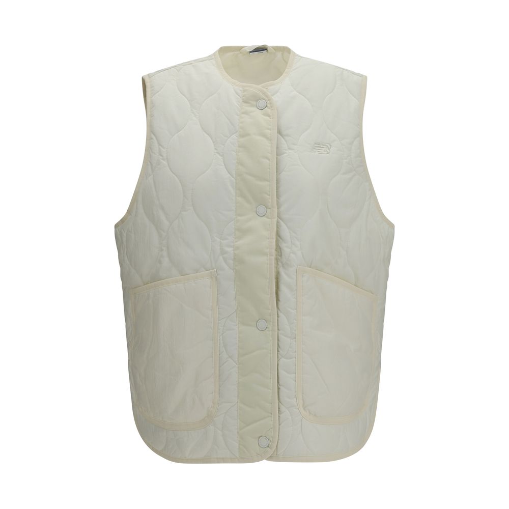 New Balance White Polyamide Sleeveless Women's Jacket