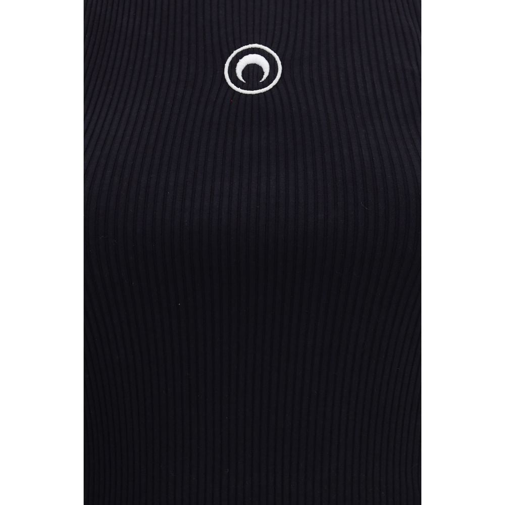 Marine Serre Black Organic Cotton Sleeveles Women's T-Shirt