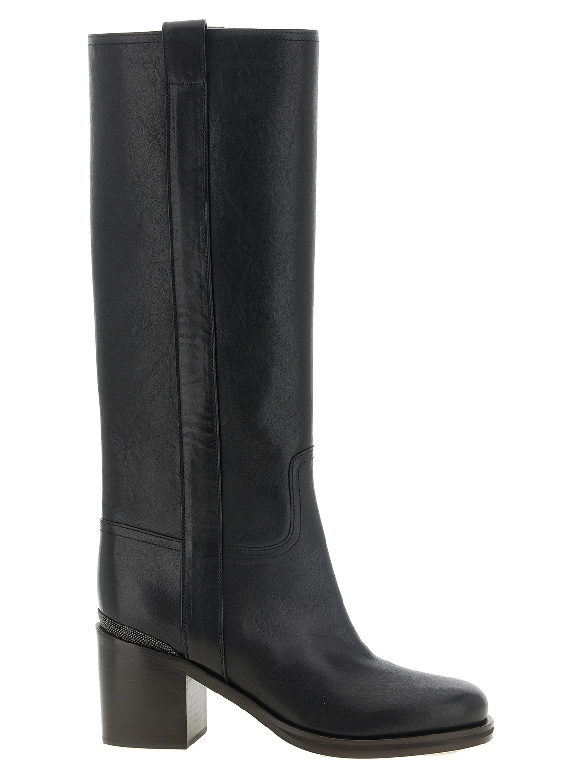 Brunello Cucinelli Black Calfskin Over The Women's Knee