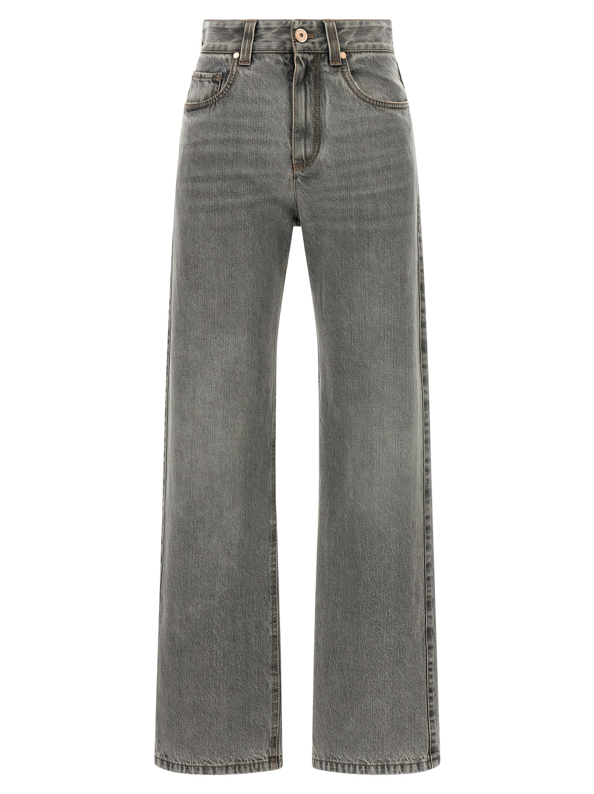 Brunello Cucinelli Gray Cotton Straight-Leg Women's Jeans