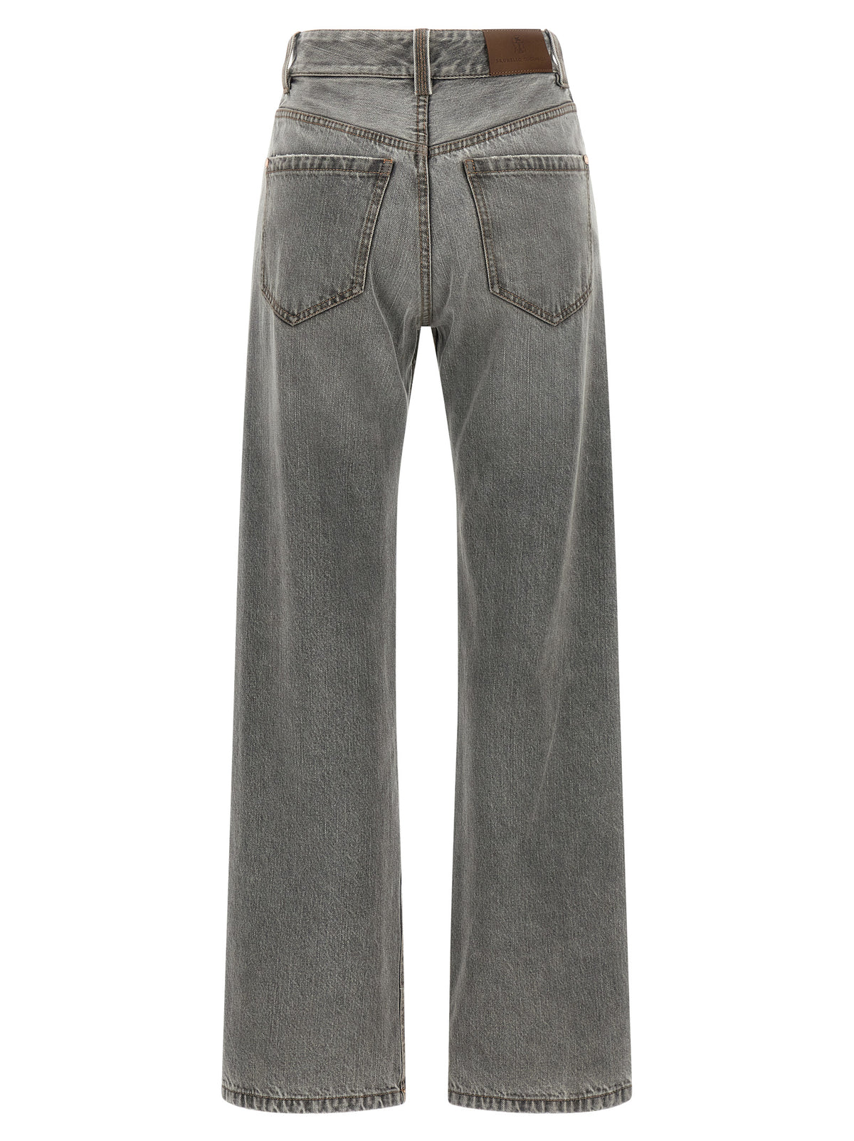 Brunello Cucinelli Gray Cotton Straight-Leg Women's Jeans