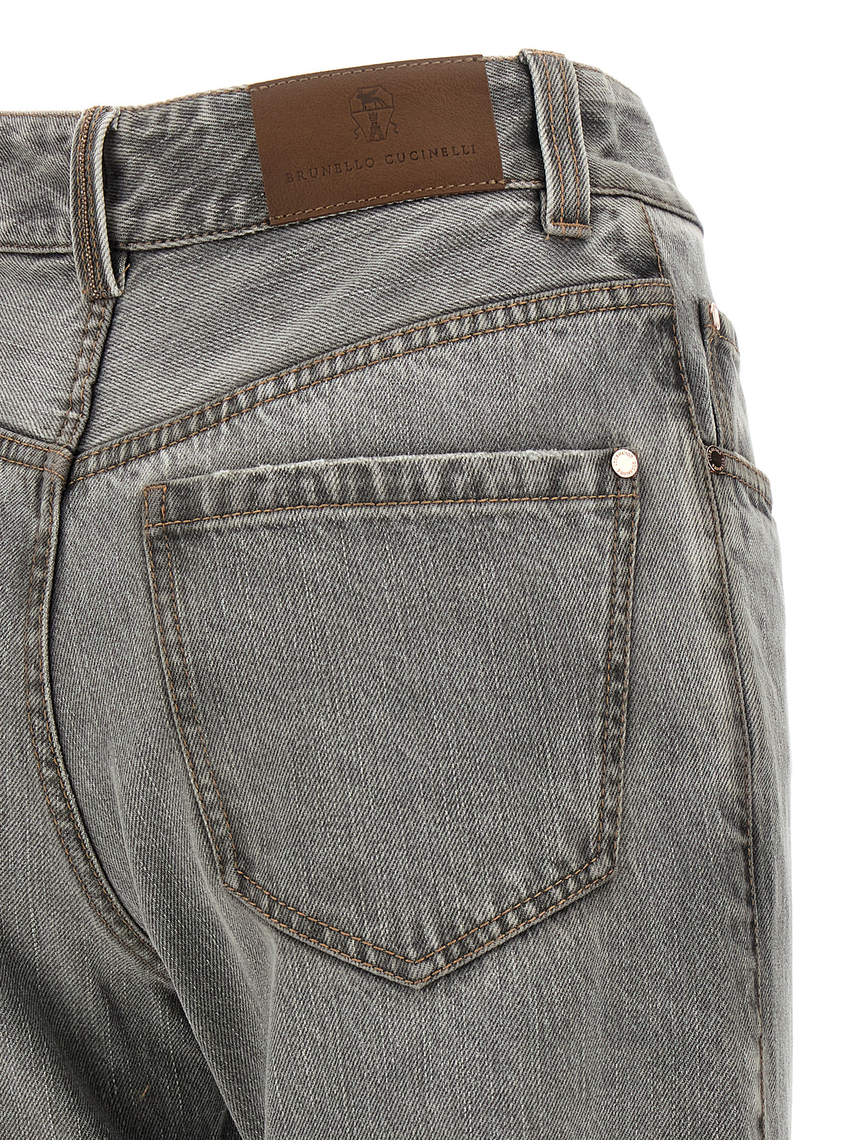 Brunello Cucinelli Gray Cotton Straight-Leg Women's Jeans