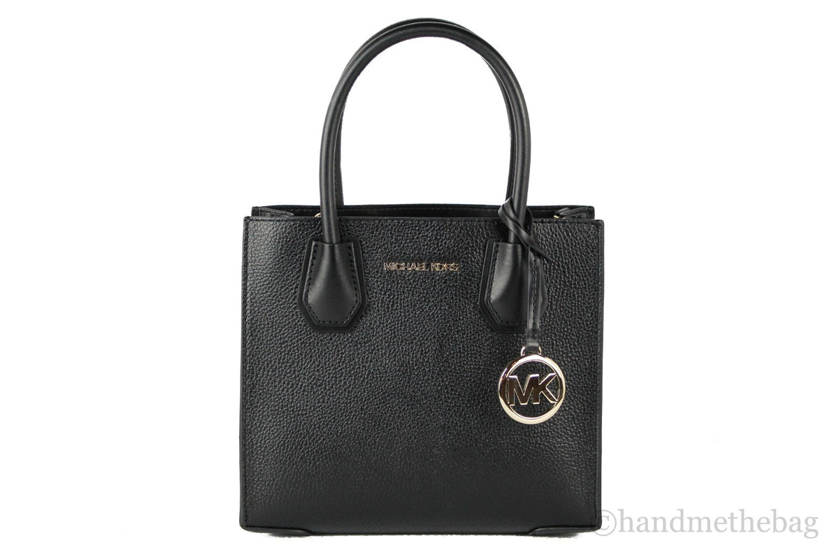 Michael Kors Michael Kors Mercer Medium Leather Messenger Crossbody Handbag (Black Women's Solid)