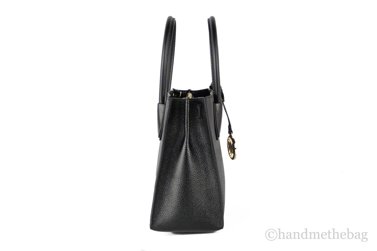 Michael Kors Michael Kors Mercer Medium Leather Messenger Crossbody Handbag (Black Women's Solid)