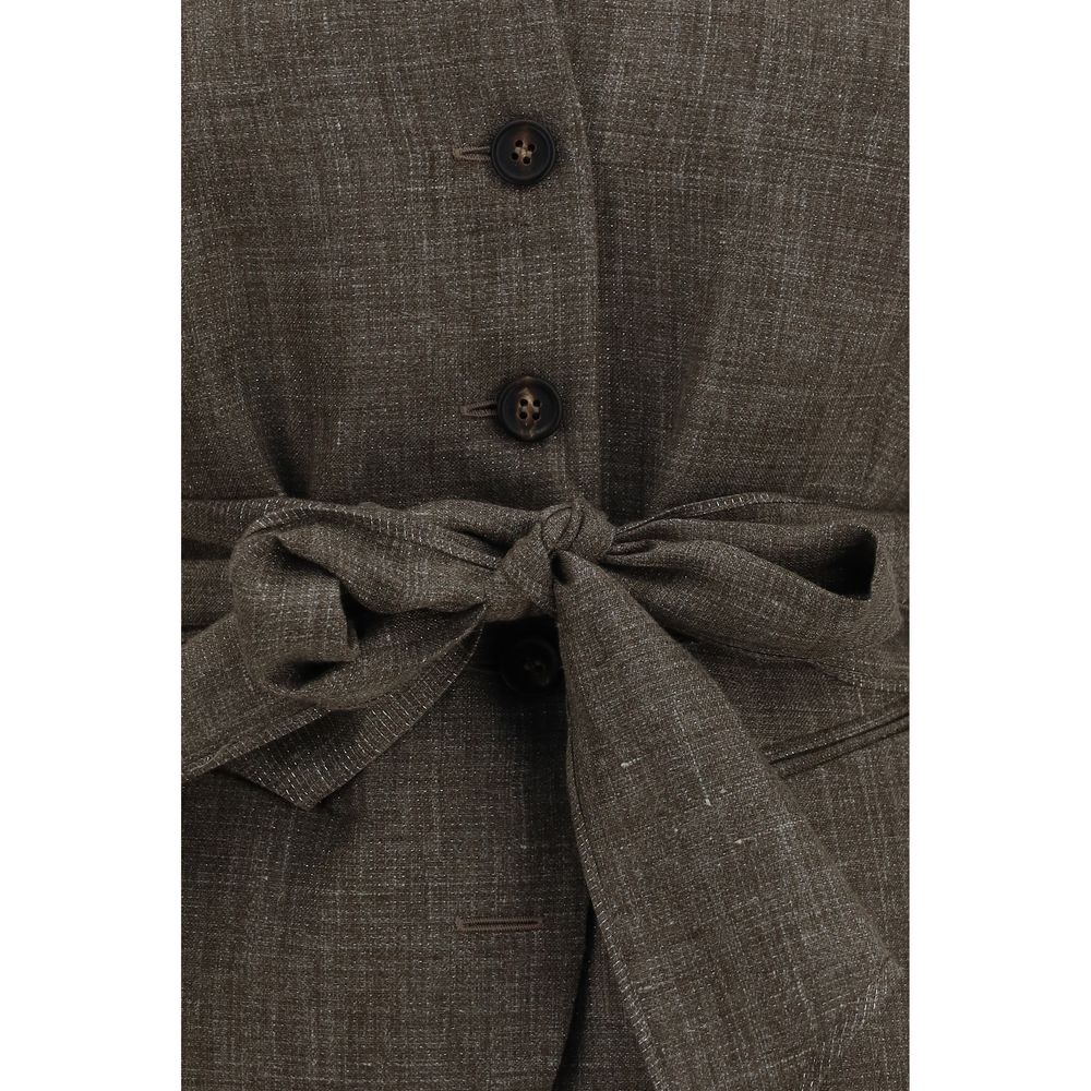 Brunello Cucinelli Brown Linen Women's Blazer