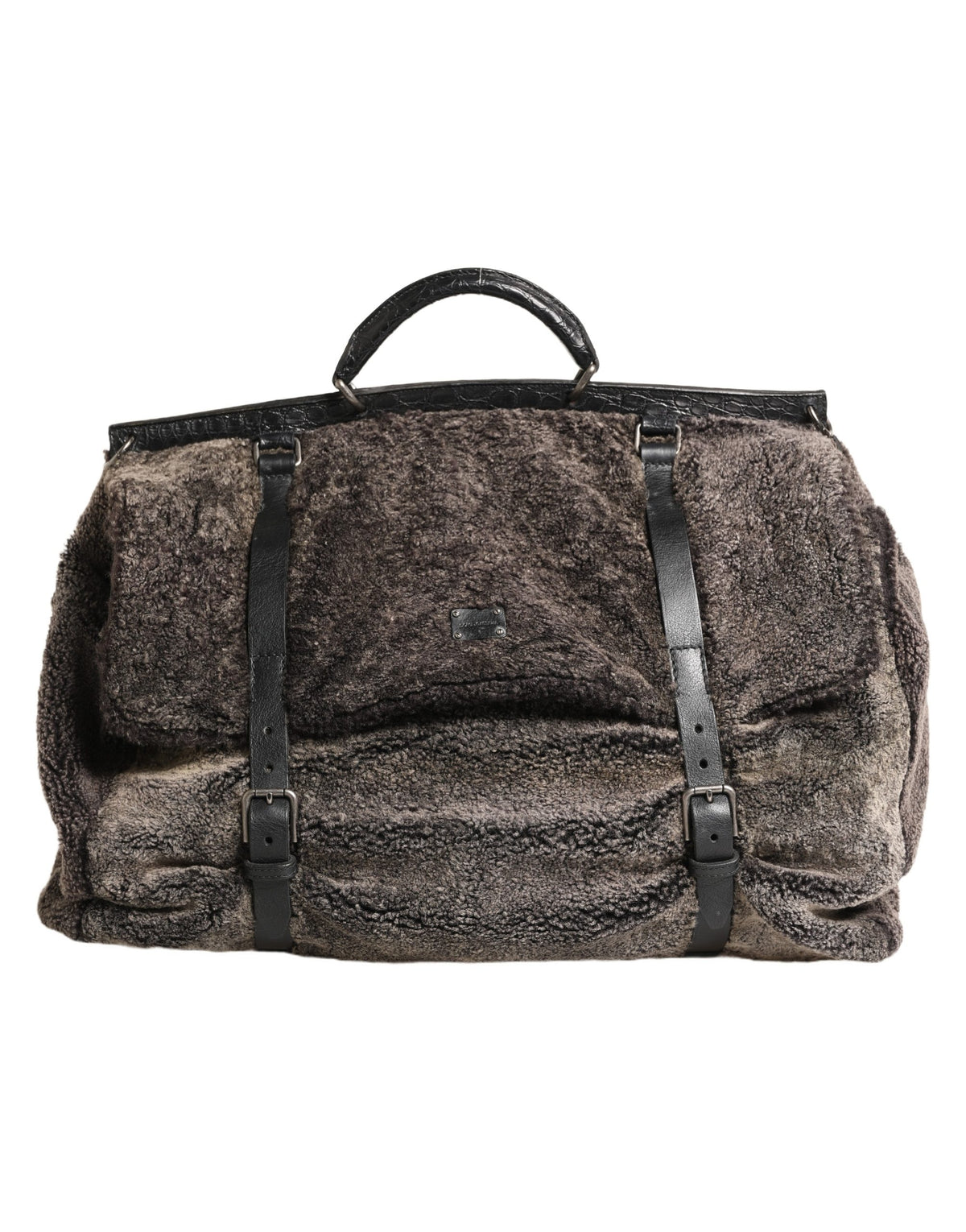 Dolce & Gabbana Black Shearling Leather Messenger Shoulder Men Borse Men's Bag