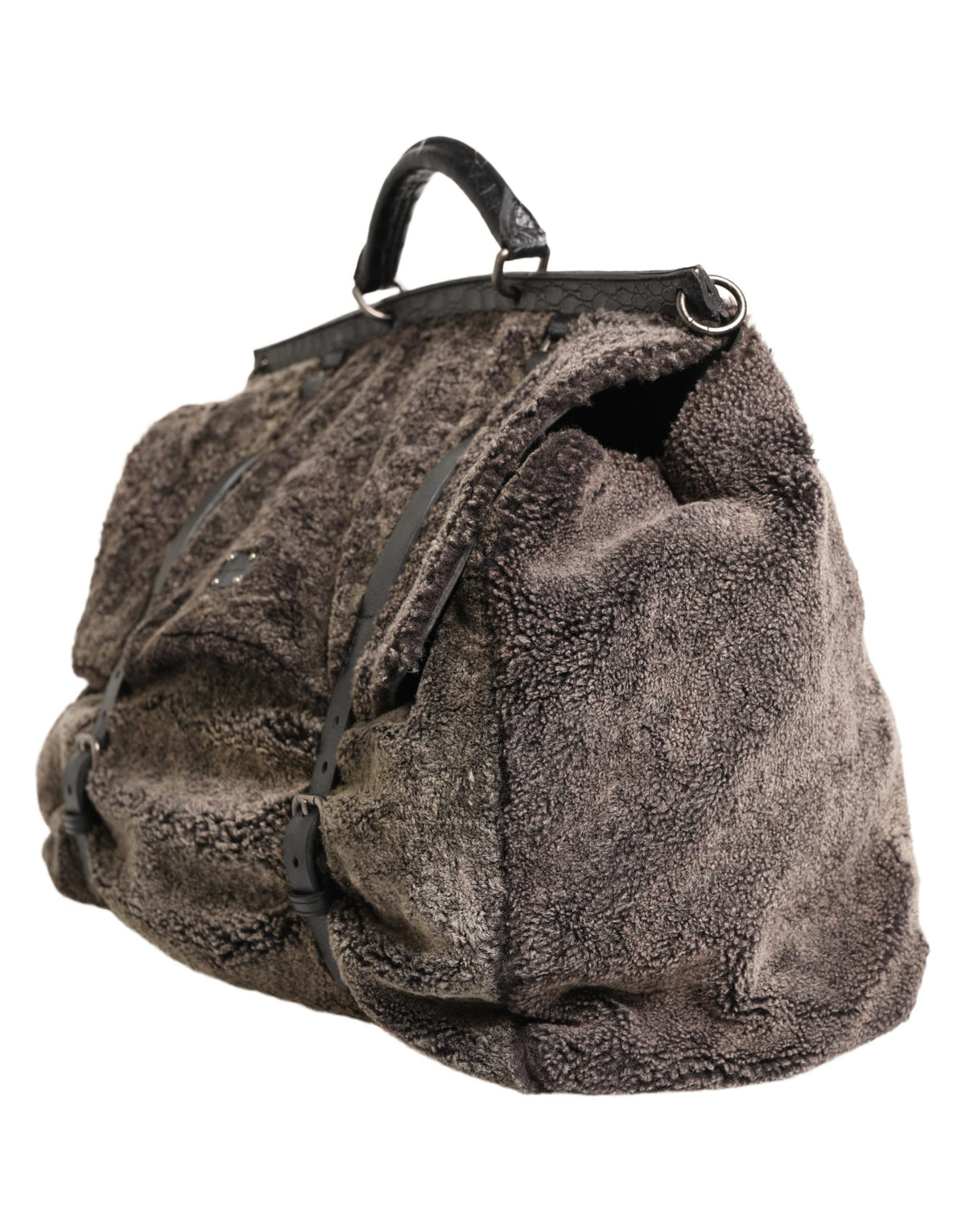 Dolce & Gabbana Black Shearling Leather Messenger Shoulder Men Borse Men's Bag