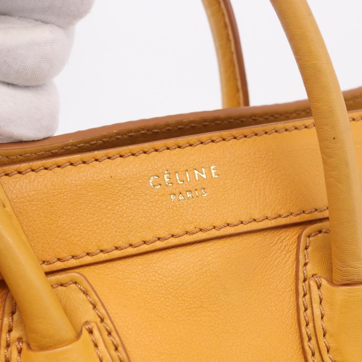 Celine Luggage Smooth Leather Yellow Leather Tote Bag Bag (Pre-Owned)
