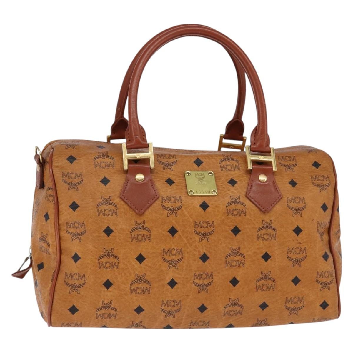 MCM Visetos Logogramme Leather Brown Leather Handbag (Pre-Owned)