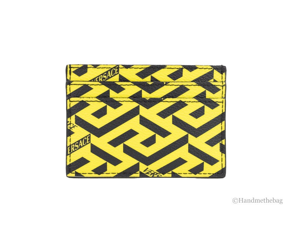 Versace Versace La Greca Pineapple Multicolor Signature Coated Canvas Card Case Women's Wallet